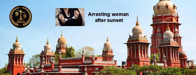 Arresting woman after sunset