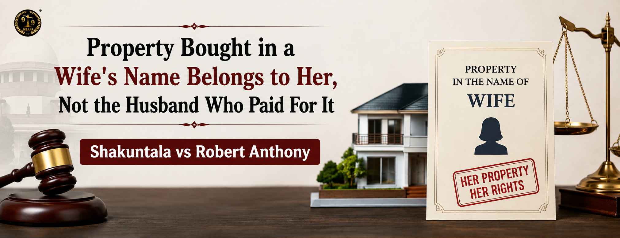 Property Bought in a Wife's Name Belongs to Her, Not the Husband Who Paid For It